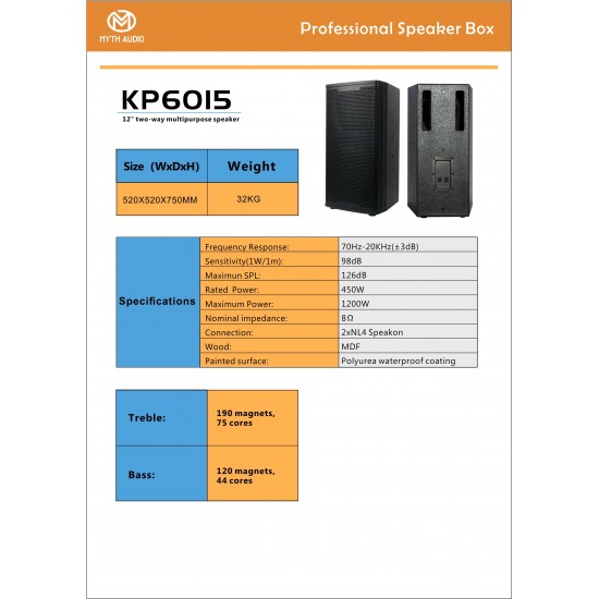 KP615 KP6015 450W MYTH SPEAKER