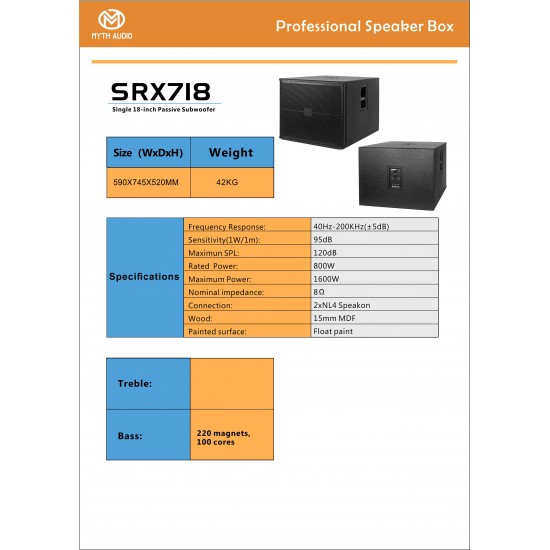 MYTH SRX-718 800W SUBWOOFER
