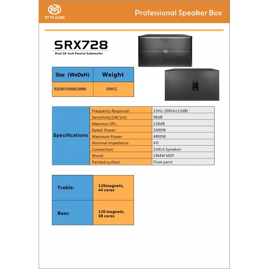MYTH SRX728S SUBWOOFER 2400W