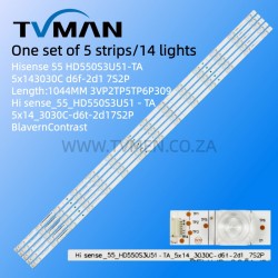 HISENSE 55A6100 55A6500UW  LED STRIPS Hisense_55_HD550S3U51-TA_5X14_3030C_d6f-2d1_7S2P 55INCH 14LED 3V 1044MM