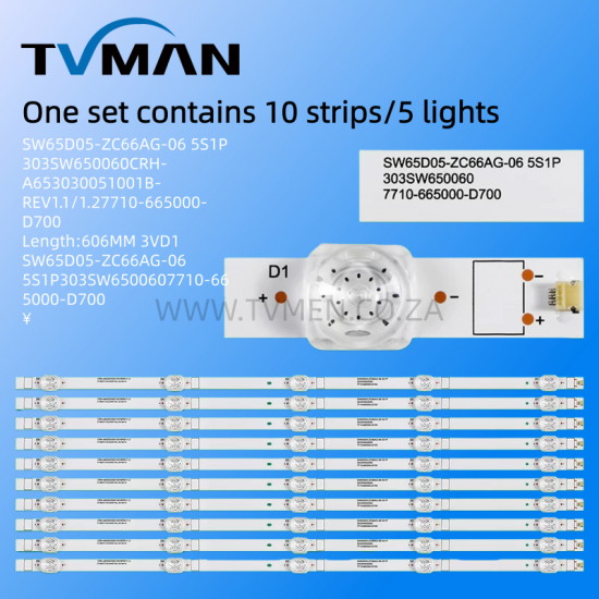CRH-A653030051001BREV1.2 65INCH 5LED 607MM 3V
