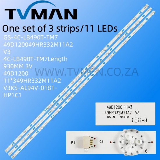 49FS435 49HR332M11A2 V3 4C-LB490T-HR9 49INCH 11LED 930MM 3V