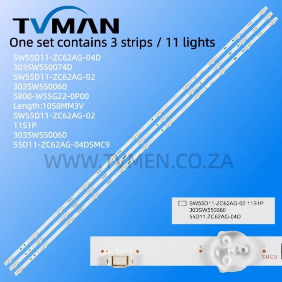 APPLICABLE SINOTEC TH-55HX560C 55G32 55A3 55A4 SW55D11-ZC62AG-02 55INCH 106CM 11LED 3V