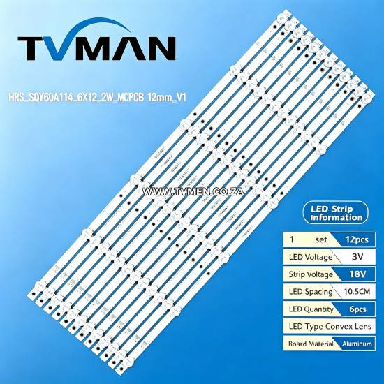 HRS_SQY60A114_6X12_2W_MCPCB 12mm_V1 led V1-96965AE0110511 60inch 6LED 3V 56.4CM