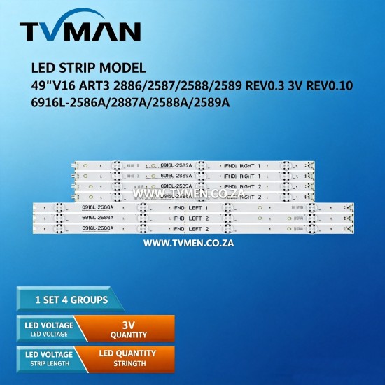 Applicable LG 49''V16 ART3 Led strips 6916L-2586A 2587A 6916L-2588A 2589A