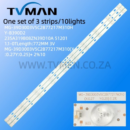 LY400-DH01W LED STRIPS MG-39D3003V5C2B77217M310 14-01390DH003A 40INCH 10LED 3V 77CM