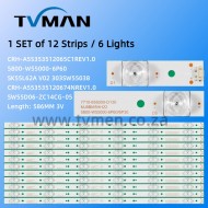 55V8E 55V9E 55G6 55N2 55F6 5800-W55000-6P60 SKYWORTH LED STRIPS 55INCH 6LED 3V