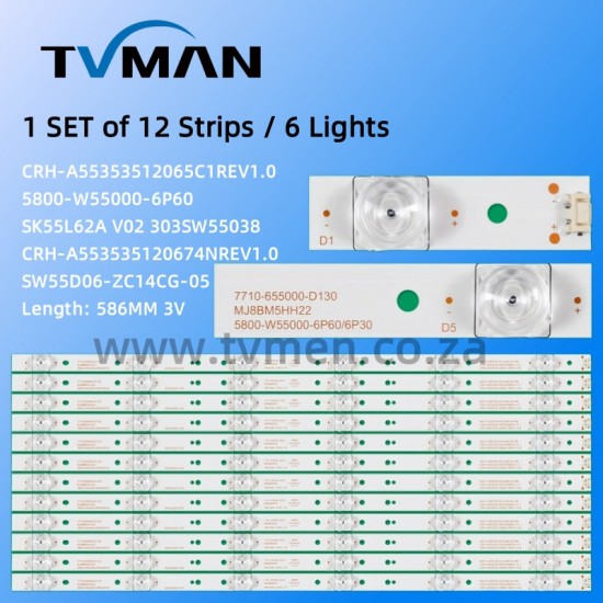 55V8E 55V9E 55G6 55N2 55F6 5800-W55000-6P60 SKYWORTH LED STRIPS 55INCH 6LED 3V