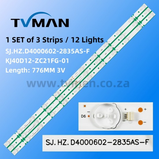 303kj40034 SJ.HZ.D4000602-2835AS-F KJ40D12-ZC21FG-01 40INCH 12LED 3V
