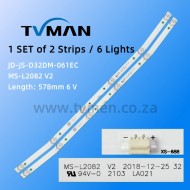 MS-L2082 V2 LED JS-D-JP3220-0 JD-JS-D32DM-061EC 32INCH 6LED 6V
