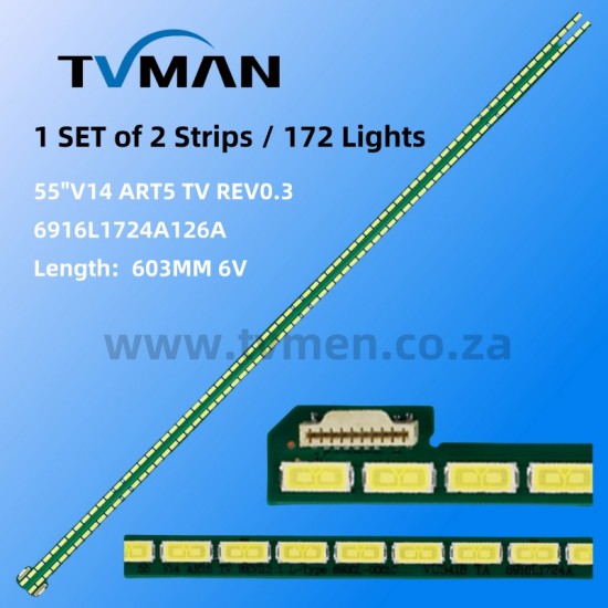 APPLICABLE LG 55UB8300-CG 55U88250 LED STRIPS 55 V14 ART5 TV 6916L1724A 55INCH 72LED 6V