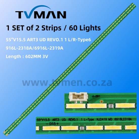 LG 55UH615T 55UH617T-TB LED BLACKLIGHT 6922L-0159A 55 V15.5 ART3 55INCH 60LED 3V