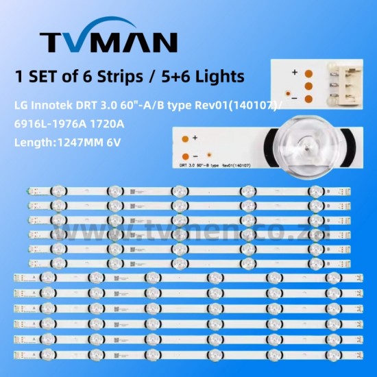 APPLICABLE LG 60GB6580 LED STRIPS nnotek DRT 3.0 60" 6916L-1720A 1721A 60INCH 11LED 6V