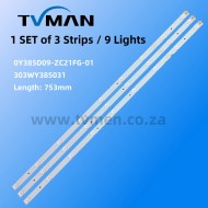 SINOTE STL-39VN86 STL-39VN77 TV LED LIGHT OY385D09-ZC21FG-01 303WY385031 39INCH 9LED 3V