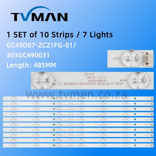APPLICABLE SINOTEC SKYWORTH 49PUF6261/T3 49PUF6201/T3 GC49D07-ZC21FG-01 49INCH 7LED 3V