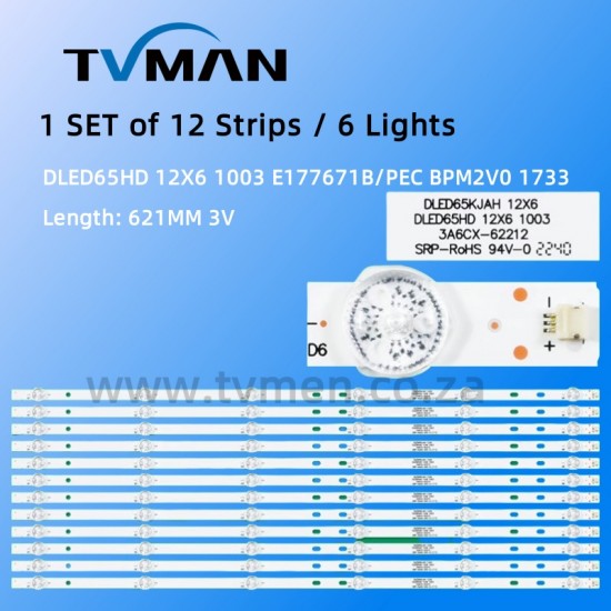 APPLECABLE JVC 65INCH STRIPS  DLED65HD 12X6 1003 E177671B/PEC 6LED 3V