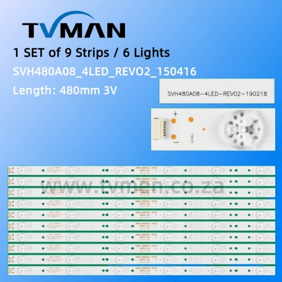 APPLICABLE HISENSE LED48EC520UA/K300U/EC290N LED STRIPS  SVH480A08_REV02_150416 48INCH 6LED 3V