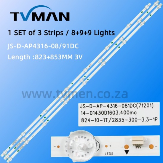 LY430-DH01W LED STRIPS JS-D-AP4316-081DC JS-D-AP4316-091DC 43INCH 6V
