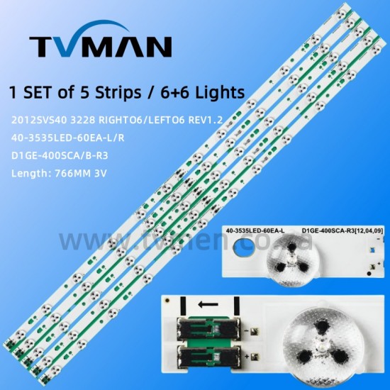 APPLICABLE SAMSUNG UA40EH5080R LED STRIPS D1GE-400SCA\B-R3 40-3535LED-60EA-L/R 40INCH 12LED 3V