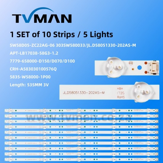 APPLICABLE SKYWORTH 58F5 58V8S 58G3 LED STRIPS CRH-A58303010057C2REV1.0 58INCH 5LED 3V