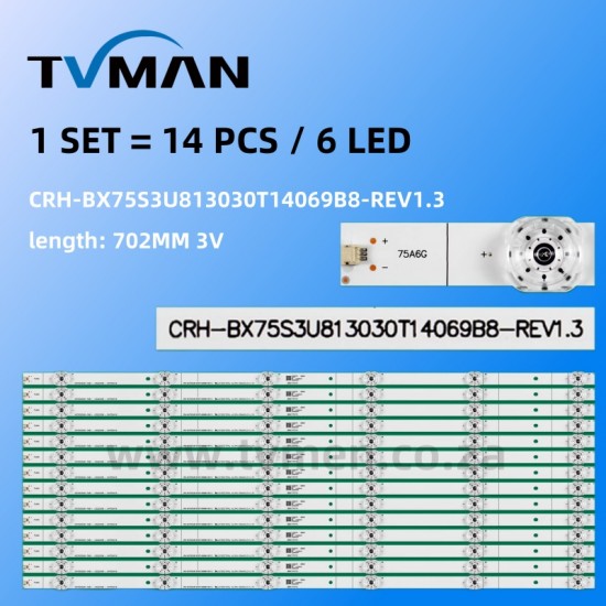 REPLACEMENT HISENSE 75A6G LED CRH-BX75S3U813030T14069B8-REV1.3 HD750S3U81TAB
