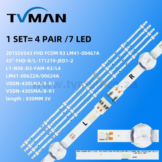 REPLACEMENT UE43N5000AU 43N5300 LED  L1-N5K-D3-FAM-R3/L4 LM41-00624A/622A
