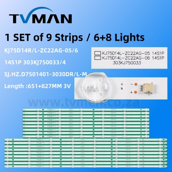 APPLICABLE JVC SANSUI TELEFUNKEN EHT75H16UA-ZMG LED STRIPS KJ75D14L/R-ZC22AG-06 303KJ750033/34