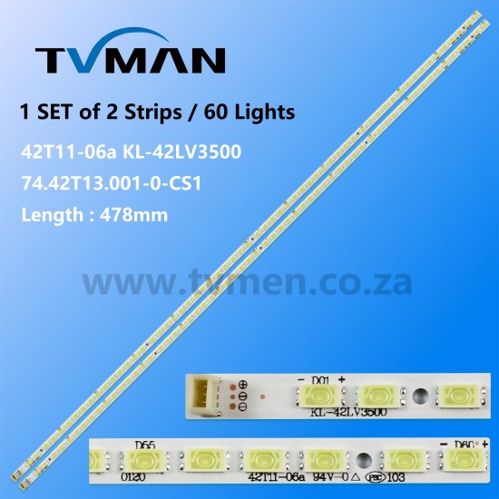 UNIVERSAL 42 LED STRIPS 60 LED LED42C800I 42T11-06a KL-42LV3500 74.42T13.001-0-