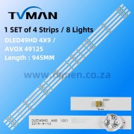 DLED49HD 4X8  49 INCH 8 LED UNIVERSAL LED STRIPS FOR JVC SANSUI TELEFUNKEN DIXON AIM AIWA BONDSONIC C0BY CONDERE CZ DIGIMARK ECCO FASTRAK FTS FUSSION GOLDSTON HARWA ISTAR ITEL 