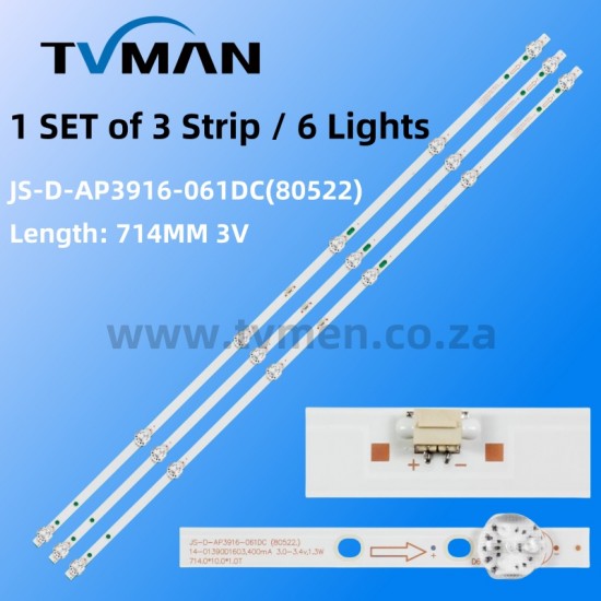 LY400-DH01 LY400-DH2 JS-D-AP3916-061DC(80522)  UNIVERSAL 40 INCH LED STRIPS 6LED 3V