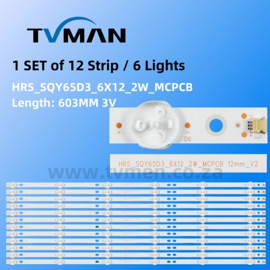 RTU6549-C  HRS_SQY65D3_6X12 JL.D65061330-031DS UNIVERSAL LED STRIPS 65 INCH 6LED 3V
