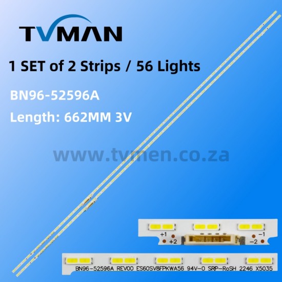 APPLICABLE SAMSUNG TV LED STRIPS UA60AU8000K 60AU8K BN96-52596A ES60SV8FPKWA56  56LED 3V