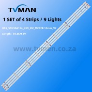 HRS_SQY50A114_4X9_2W_MCPCB 12mm_V2 LED LIGHT LINE KS500SM4K 49INCH 9LED 3V