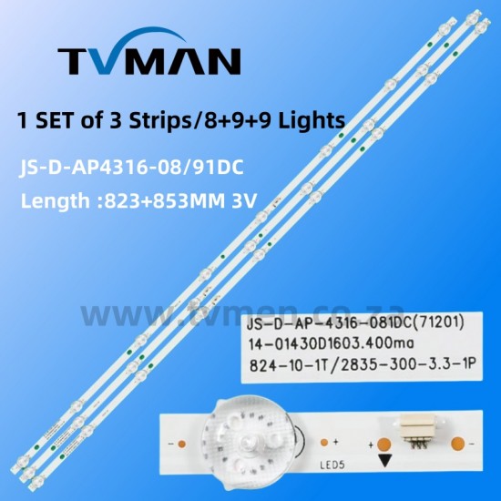 LY430-DH01W LED STRIPS JS-D-AP4316-081DC JS-D-AP4316-091DC 43INCH 3V