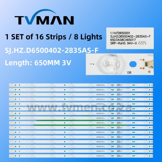 TH-65AX600C AWX65166 LED STRIPS SJ.HZ.D6500402-2835AS-F 65INCH 8LED 3V